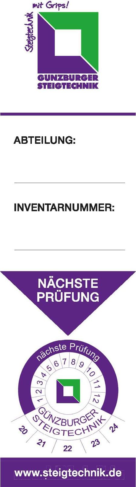 Günzburger Steigtechnik 20x Inventaraufkleber - 019176