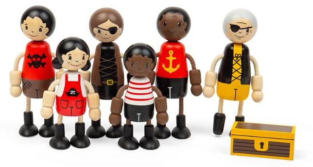 BigJigs Piratenpuppen Holzspielset für Kinder - Puppenhaus Spielzeug 38020