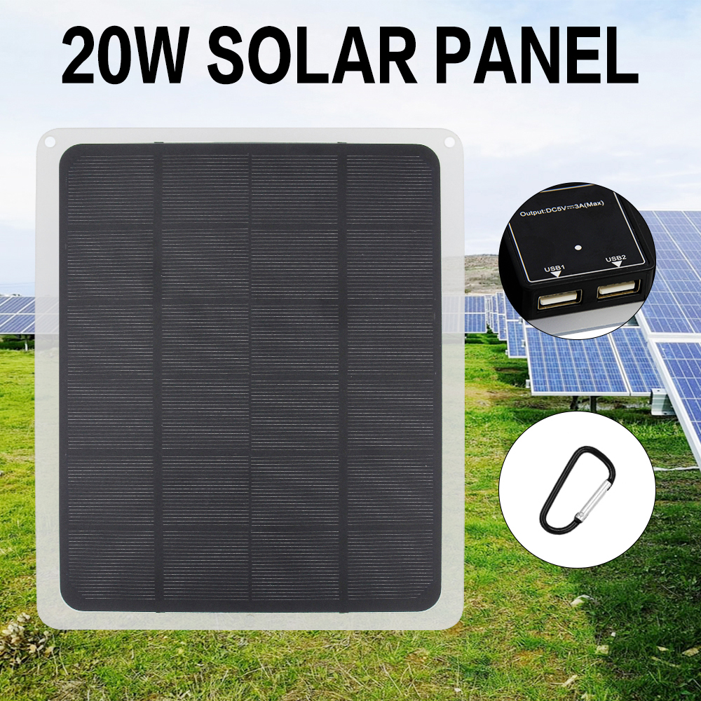 20/30W 12V/5V Dual USB Solar Panel Solarmodul Zelle Camping Auto Boot Ladegerät 