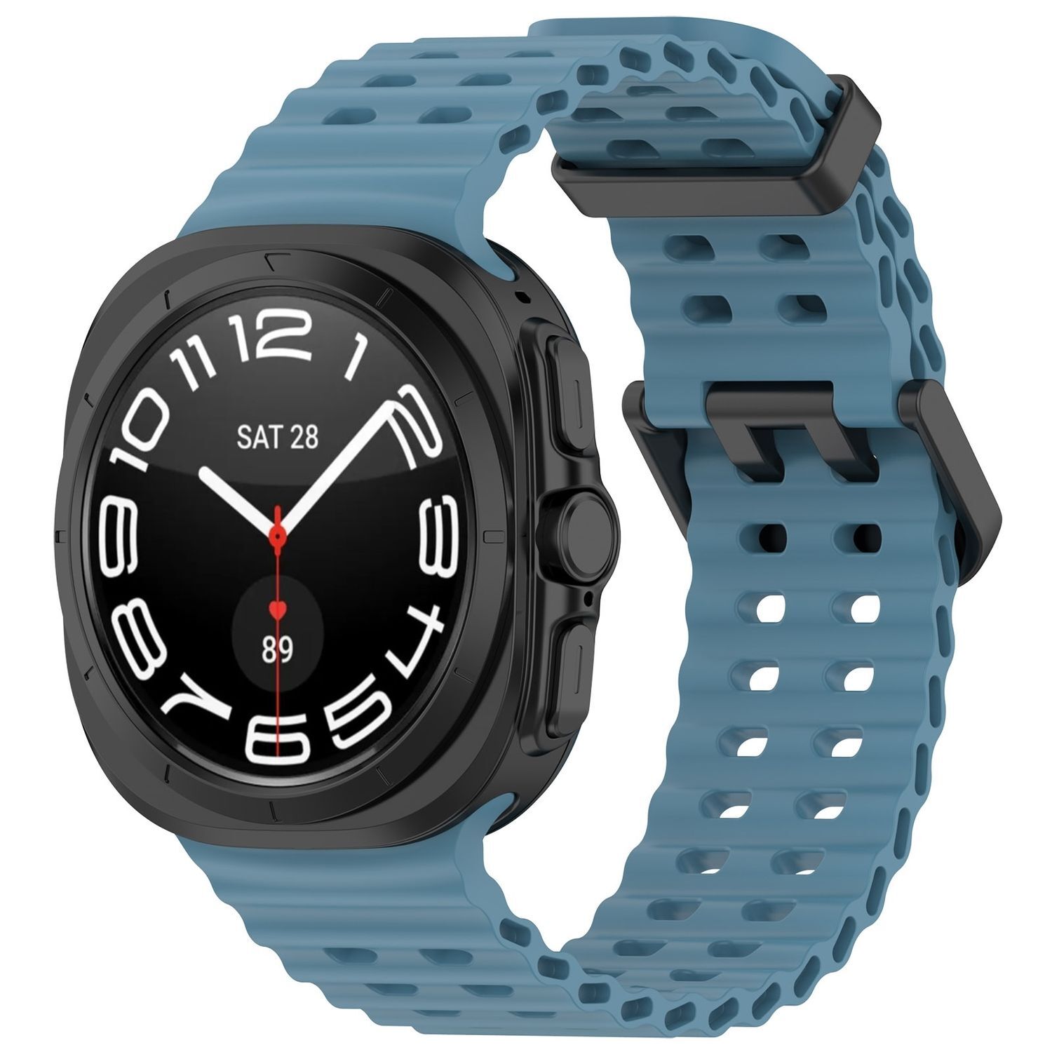 Pre Samsung Galaxy Watch Ultra 47 mm Silikónový dizajn Dvojitá pracka Náhradný pás na ruku Modrá