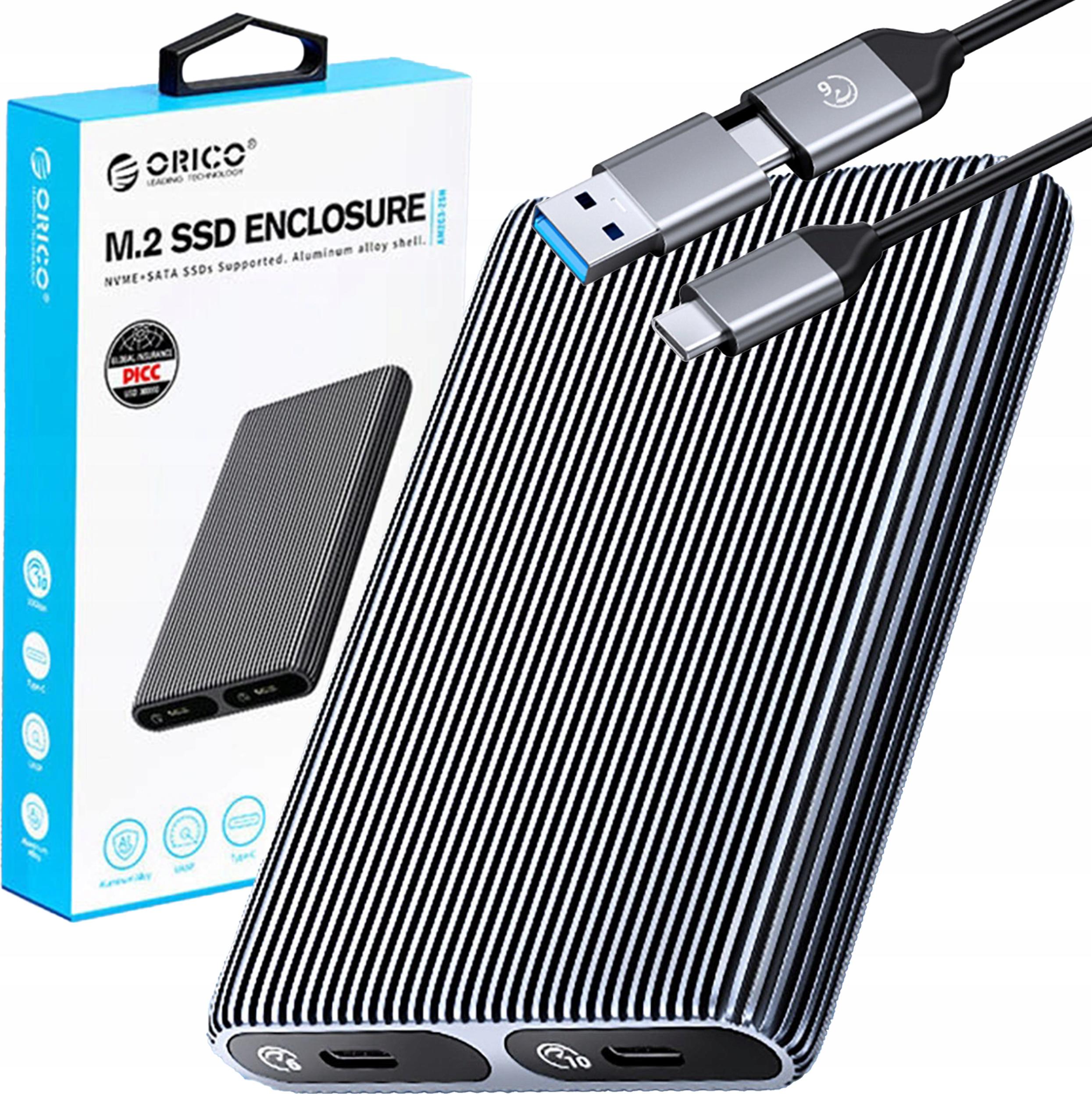 Orico Dual Slot M.2 SATA & NVMe SSD Gehäuse - USB-C 3.2, 10Gb/s Geschwindigkeit, Hochwertige Verarbeitung, Plug-and-Play, für zwei SSDs, EAN: 6942227137661