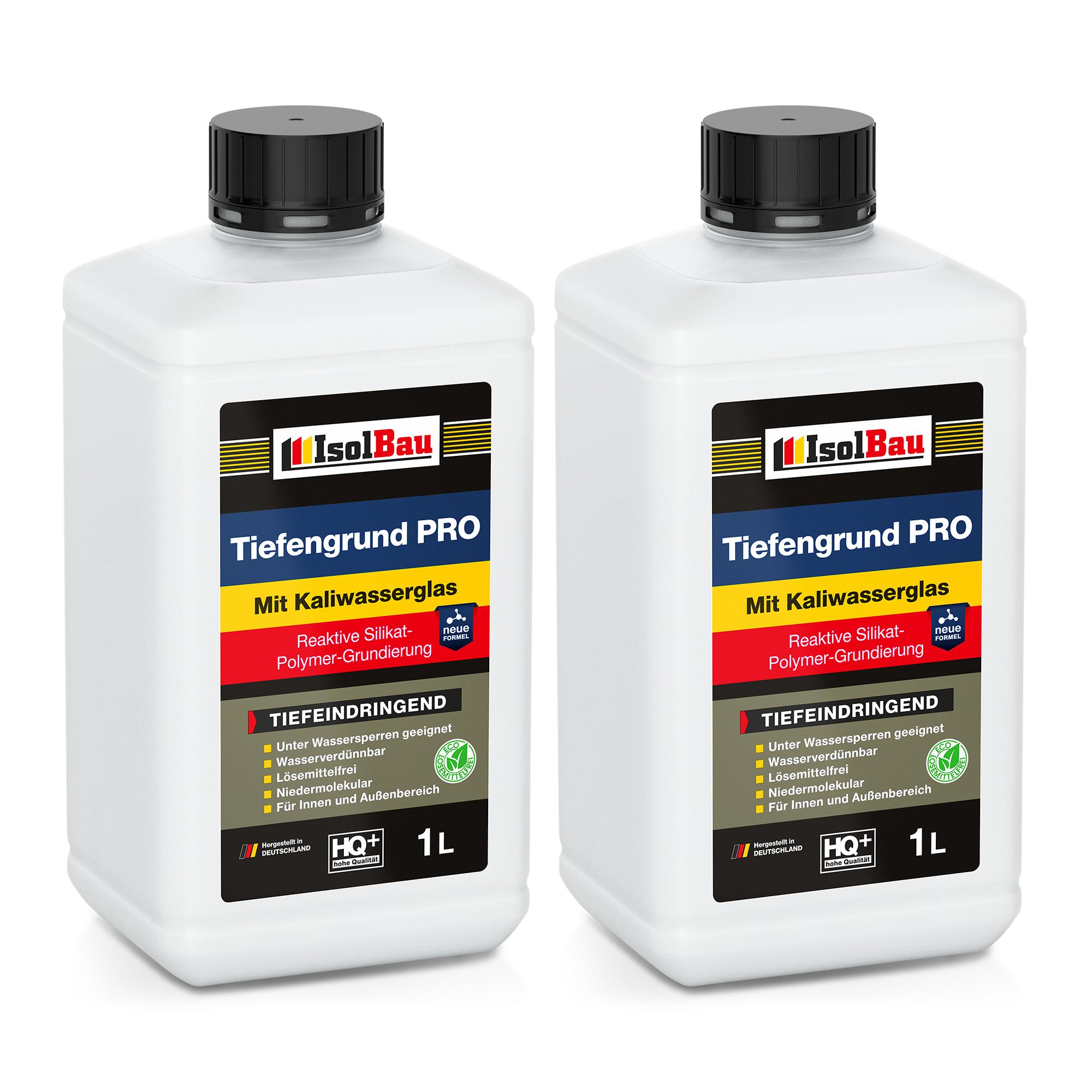 Isolbau Tiefengrund PRO Grundierlösung - 2 L Reaktive Silikat-Polymer-Grundierung für professionelle Grundierung Innen & Außen