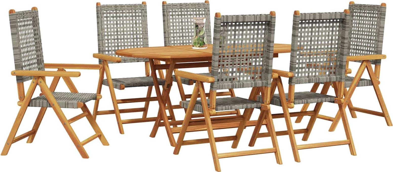 vidaXL Záhradný jedálenský set 7 ks sivý z masívneho dreva akácie
