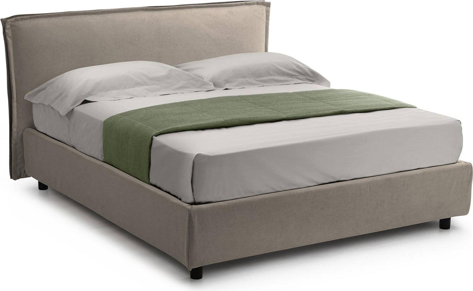 Einzelbett Dmora Brozolo Grau-Taupe, Matratze inklusive, abnehmbar