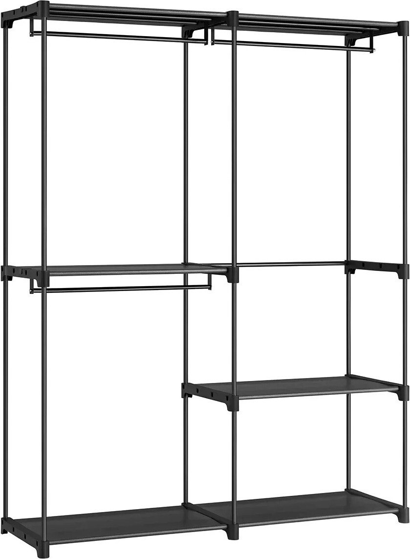 In And OutdoorMatch Offener Kleiderschrank Akeem - Metall - Kleiderschrank-Organizer - Kleiderständer - 43 x 138 x 182 cm Schrank-Organizer - Kleiderschrank Schlafzimmer - Schwarz 58709-0