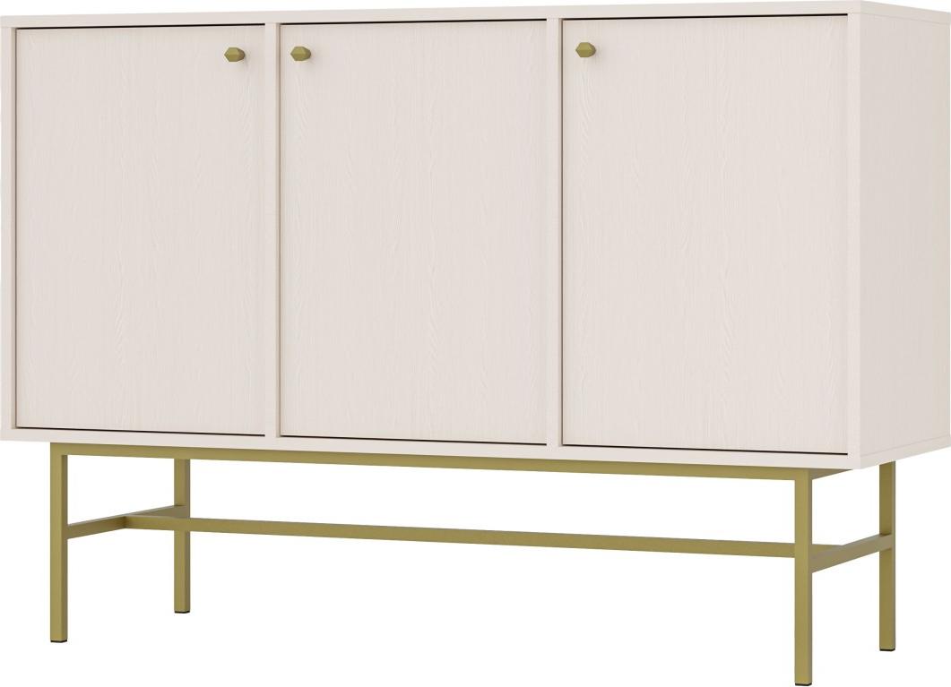 VENETI Breite Kommode mit Türen IROS 3 – Beige/Gold 041-10-00176