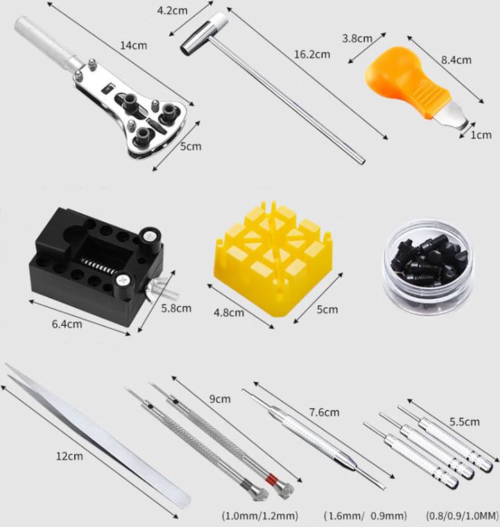 Zimtky Uhrenwerkzeug Set, Uhrmacherwerkzeug Set mit einstellbarem Gehäuseöffner, Stiftausdrücker, Schraubendreher und Armband-Werkzeug für Batteriewechsel und Reparaturen (Dunkelschwarz) Z250522JD11