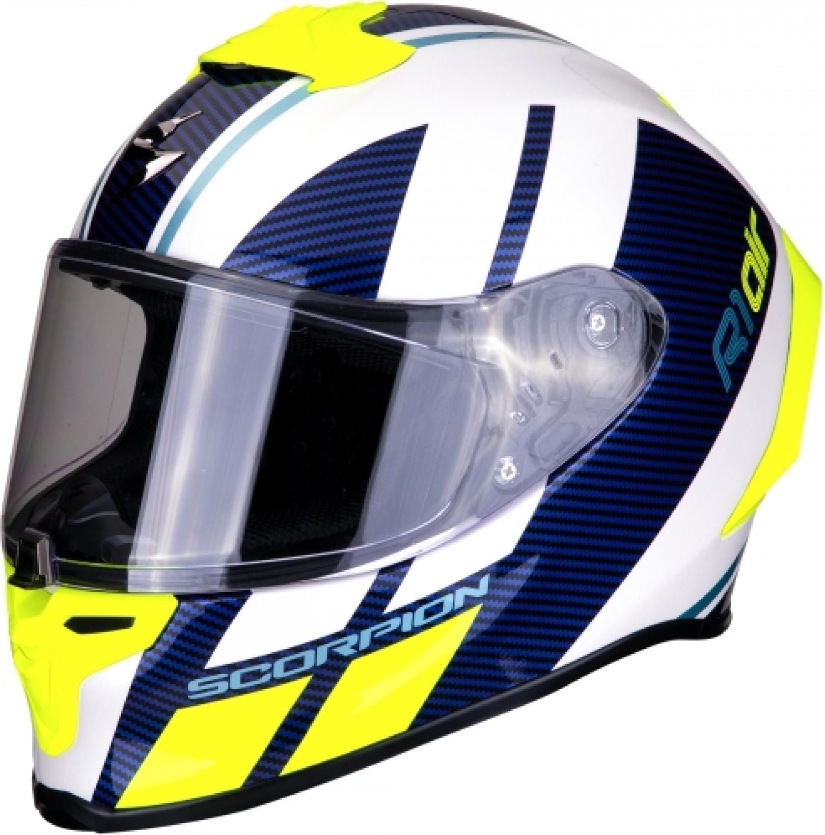 Scorpion EXO R1 Air Corpus Helm Farbe: Weiß/Gelb/Blau, Grösse: L (59/60) 11829-3