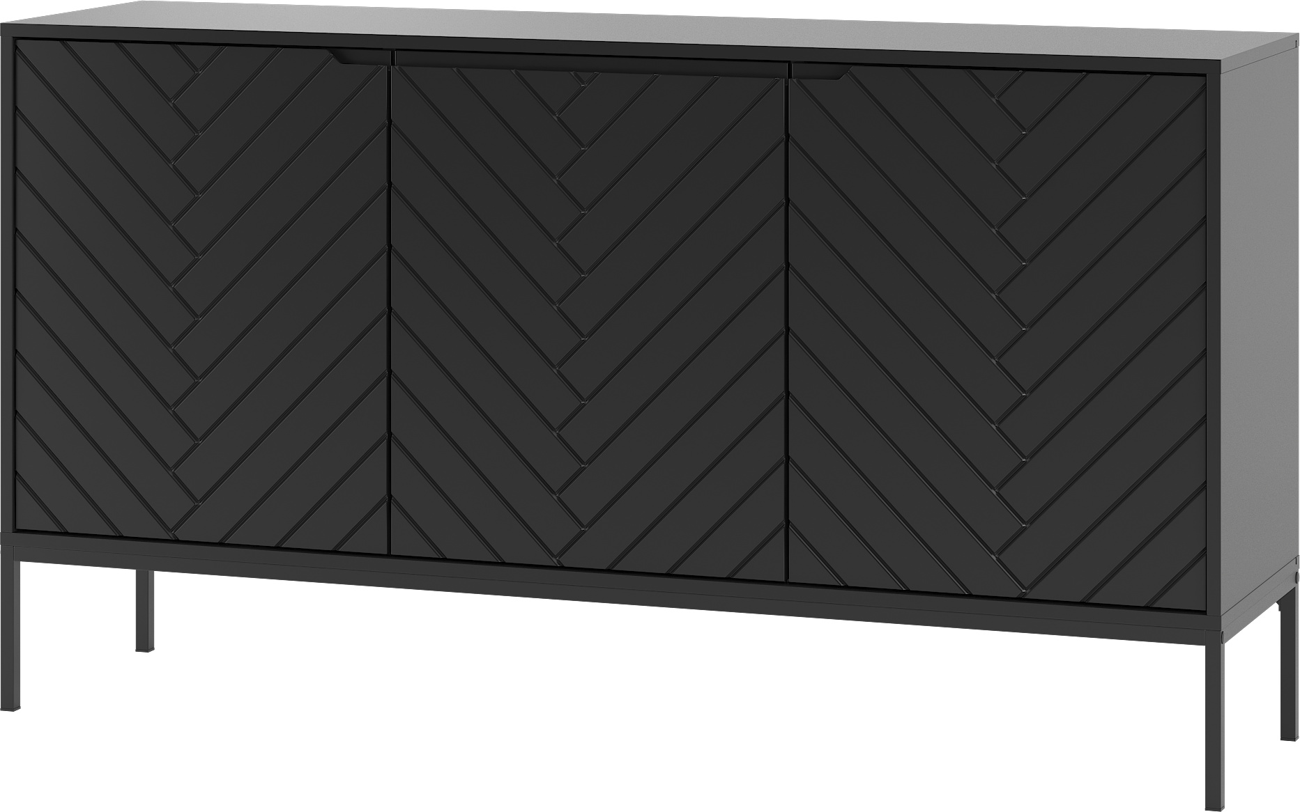 Buffet Daria mit 3 Türen, Schwarz, 151cm