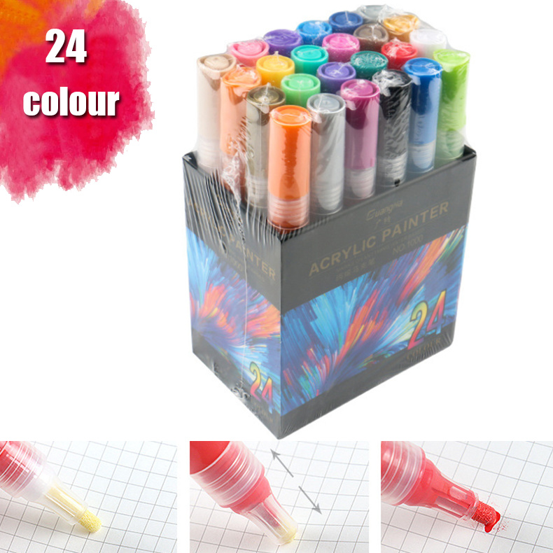 12 Farben Acrylfarben Marker Set Acrylstifte DIY Graffiti Wasserfest 2.0-3.0 mm 