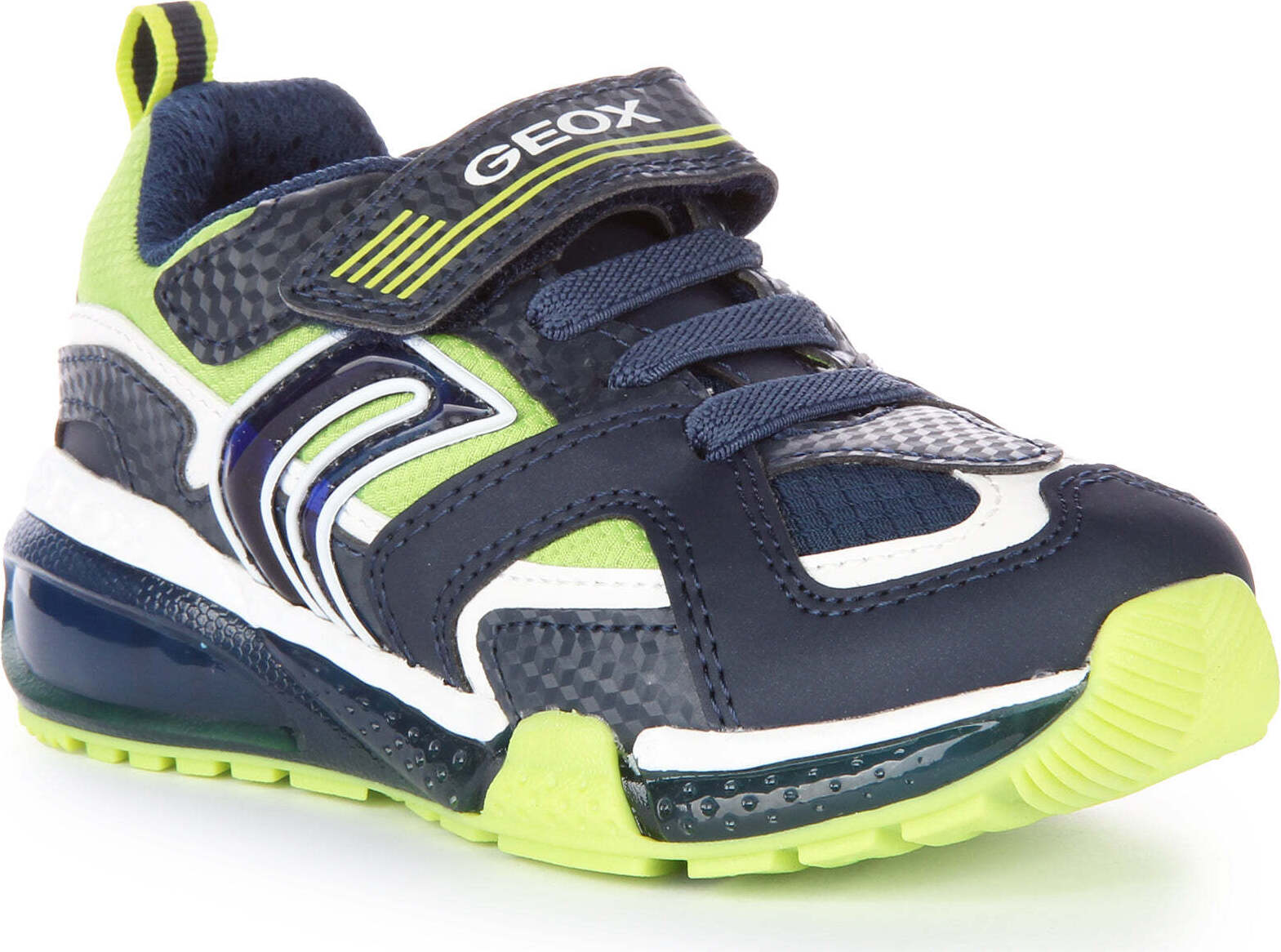 Geox J Bayonyc Boy E Kle k der Synthetik E zel Riemen Turnschuhe Mar e - 8,5 Spojené kráľovstvo - 26 EU - 9 US / Marine
