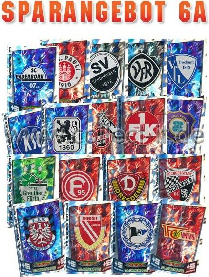 Topps Match Attax - Spar 6A - Alle 18 Vereinswappen (2. Bundesliga) - Saison 13/14 - Saison 13/14
