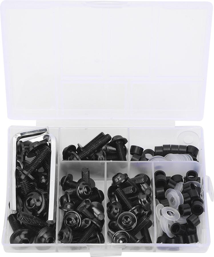 Gistuch 158pcs/Set Universal Verkleidungsschrauben Bolzen Dichtungsschlüssel Kit Motorrad -Zubehörblack