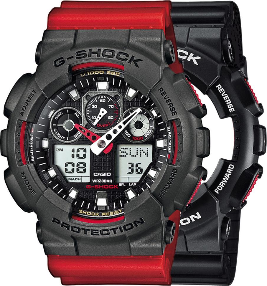 Hodinky Casio G-Shock SET GA-100-1A4ER + BEZEL 10467795 + BAND 10395226 20BAR