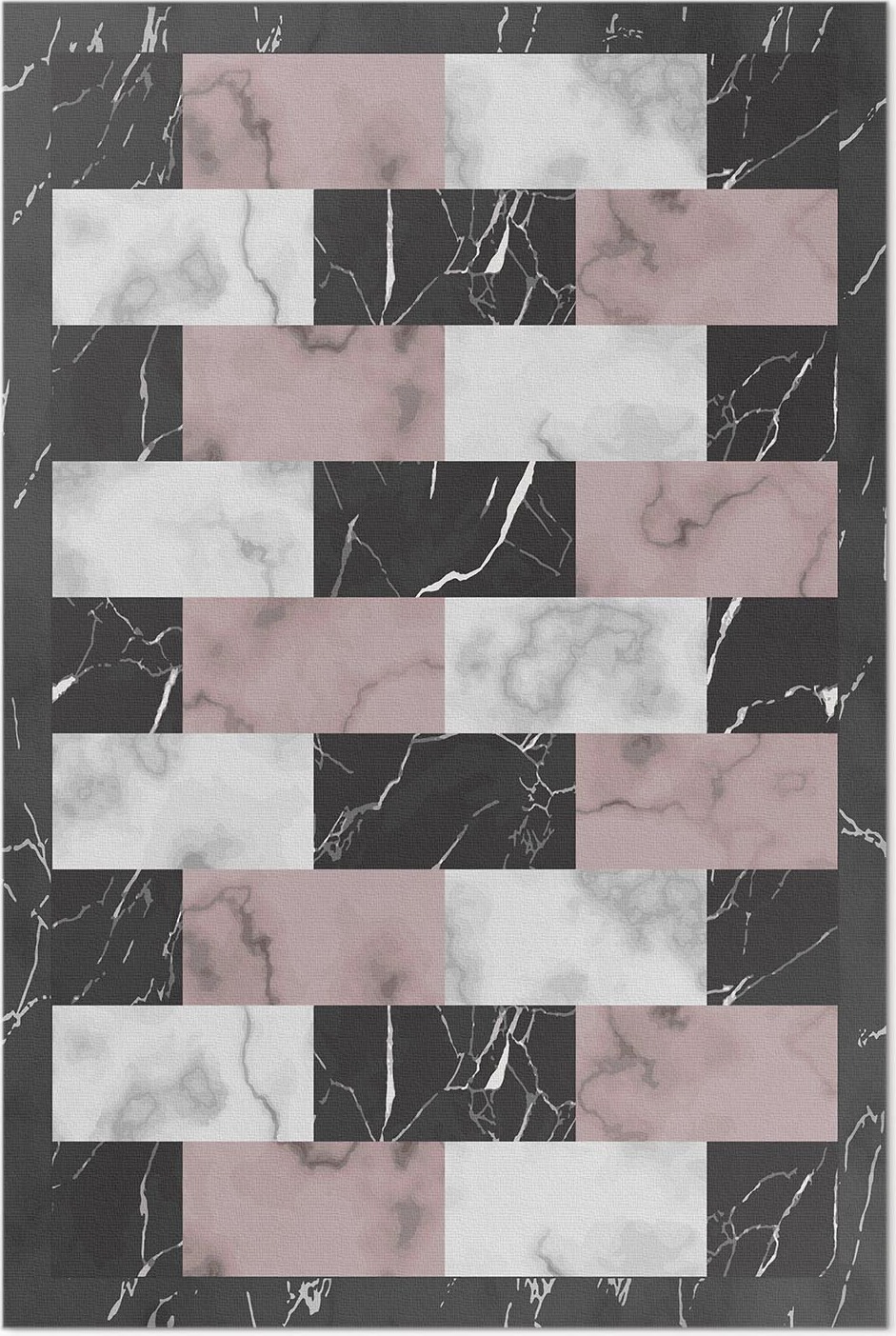 tulup Marmorwürfel modisches Mosaik – Vinylteppich – 60x90 cm – Indoor Teppich – Flur – Pflegeleicht – Modern 010260360570000020237