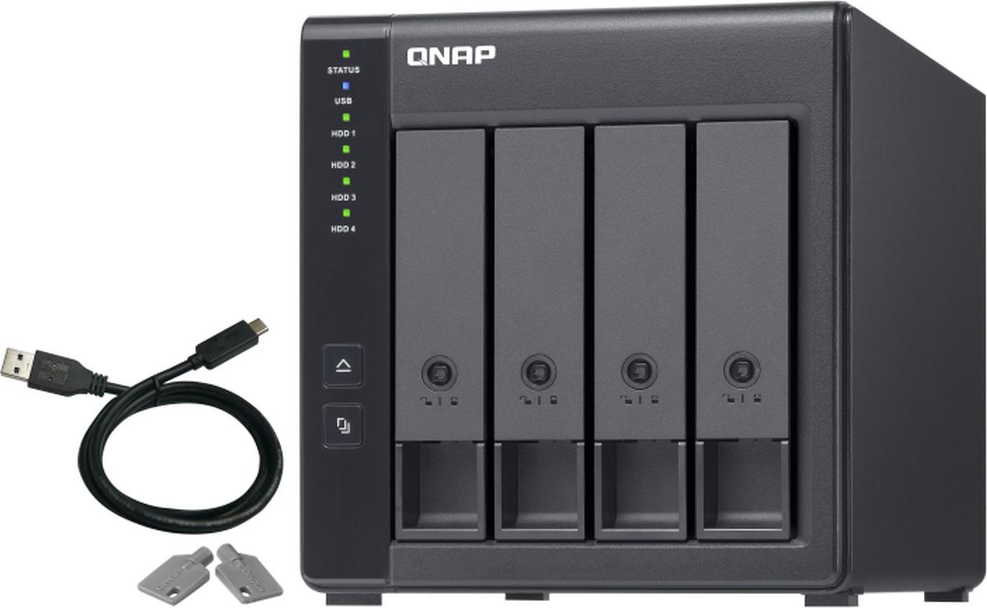 QNAP TR-004, HDD / SSD-Gehäuse, 2.5/3.5", Serial ATA II, Serial ATA III, 3 Gbit/s, Hot-Swap, Schwarz