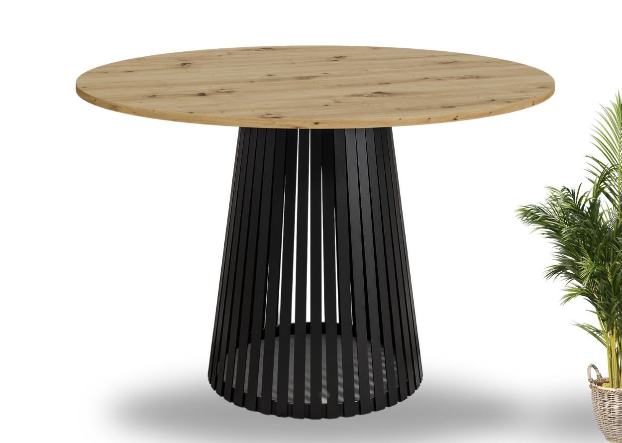 Runder Esstisch Viero 90 cm - Artisan Eiche - Metallgestell - moderner Küchentisch