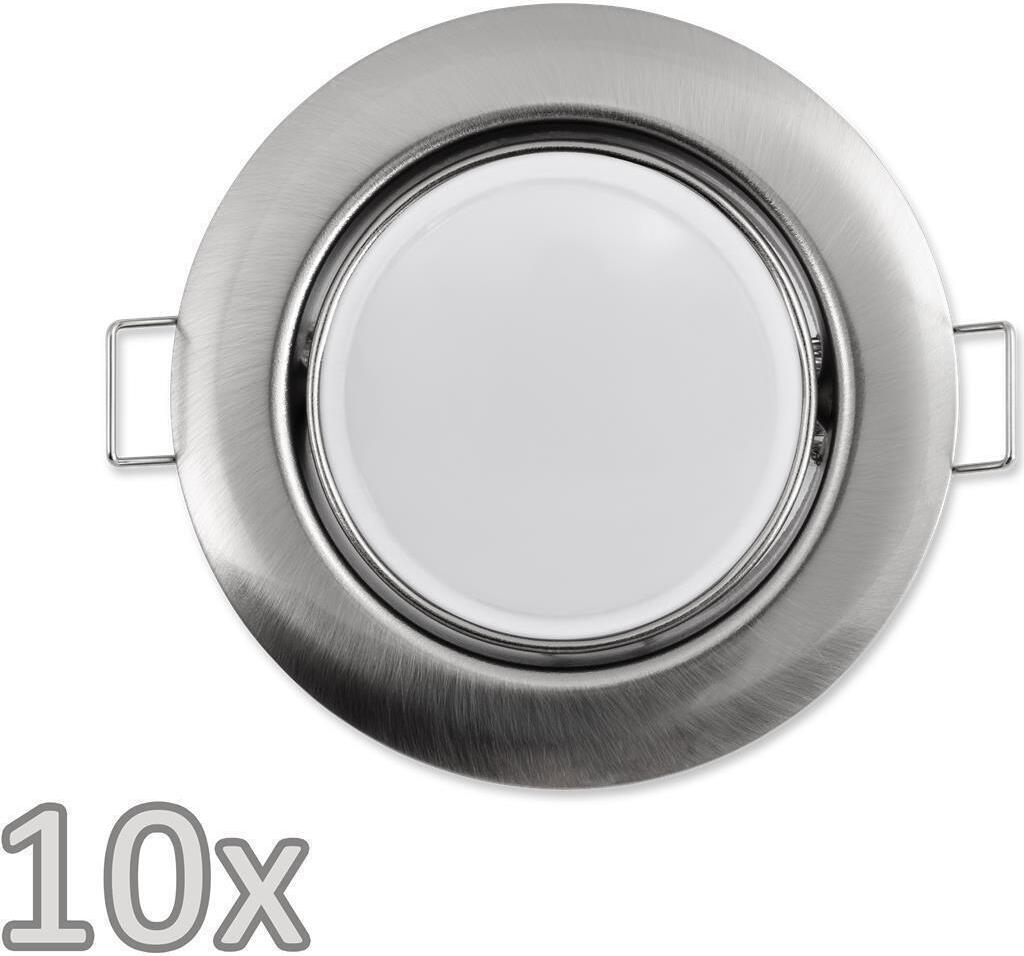 Einbauleuchten-Set McShine, 10xRahmen, 10xLED-Modul, 3W, 265lm, 230V, Edelstahl 1452926