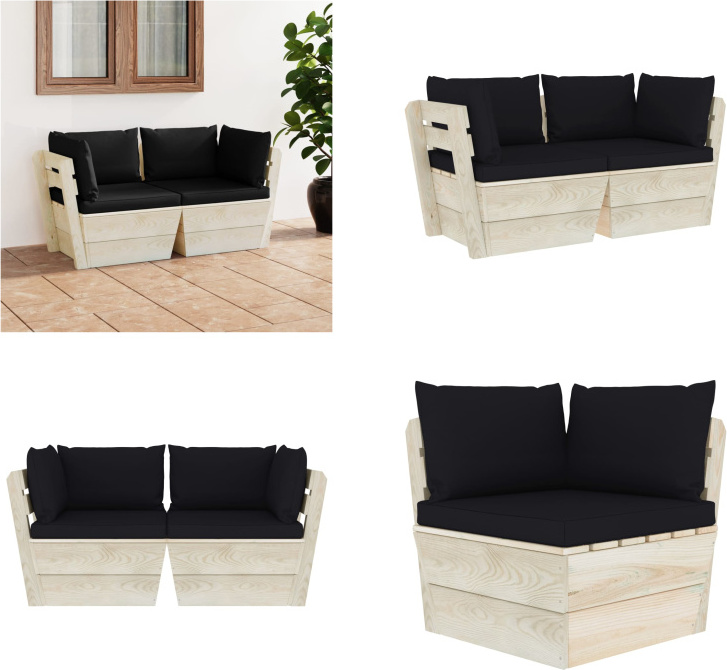 vidaXL Záhradná 2-miestna pohovka z paliet s vankúšmi zo smrekového dreva - Pohovka z paliet - 2-miestna pohovka - 2-miestne pohovky