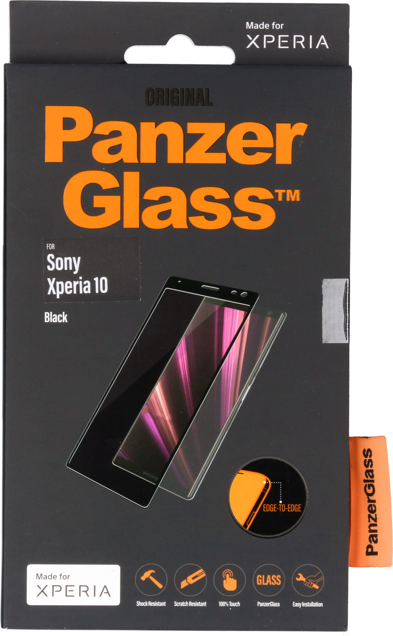 PanzerGlass 7626, Sony, Sony Xperia 10, Odolný proti nárazom, Čierna, 1 kusov