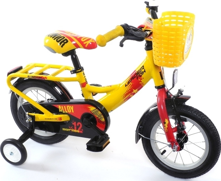 12 Zoll leichtes Aluminum Kinderrad Leader Fox Star Girl Fahrrad Körbchen gelb