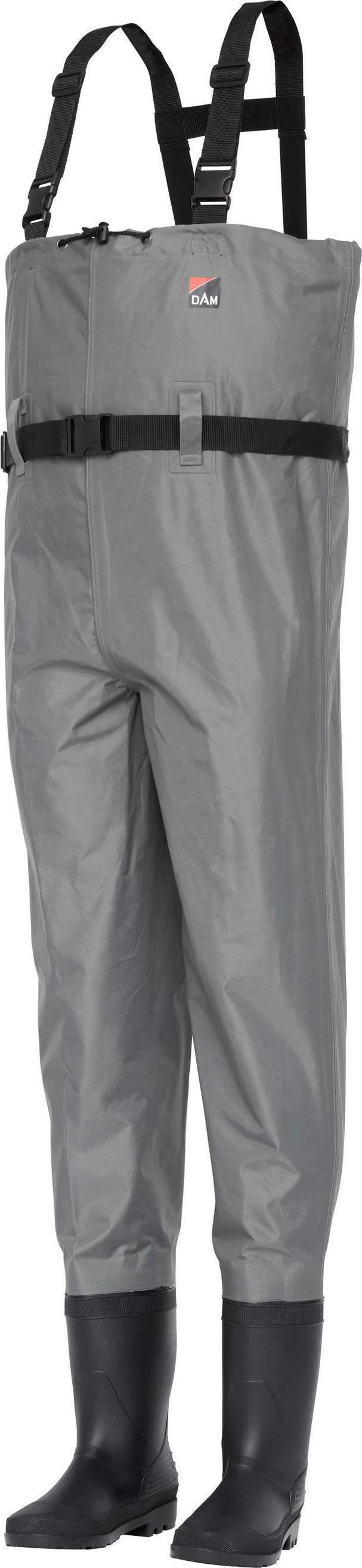DAM Nylon Chest Waders 40/41 Light Grey Wathose Latzhose Nylonwathose 1642677