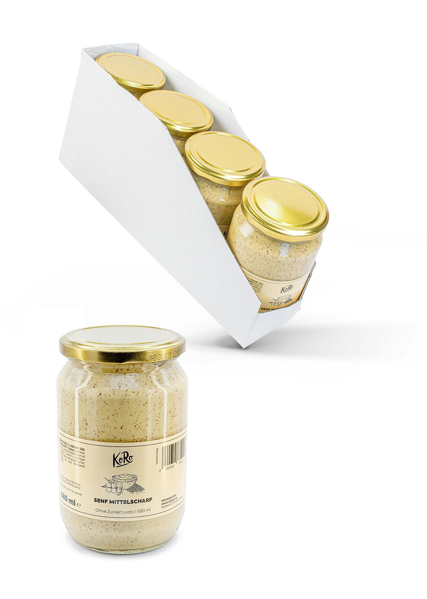 KoRo | Mittelscharfer Senf ohne Zuckerzusatz 4 x 680 ml SENF_001_T4