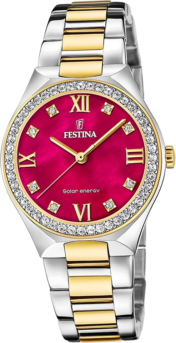 Festina dámske hodinky z ušľachtilej ocele strieborné zlato Festina Solar Energy solárne hodinky D2UF20659/3