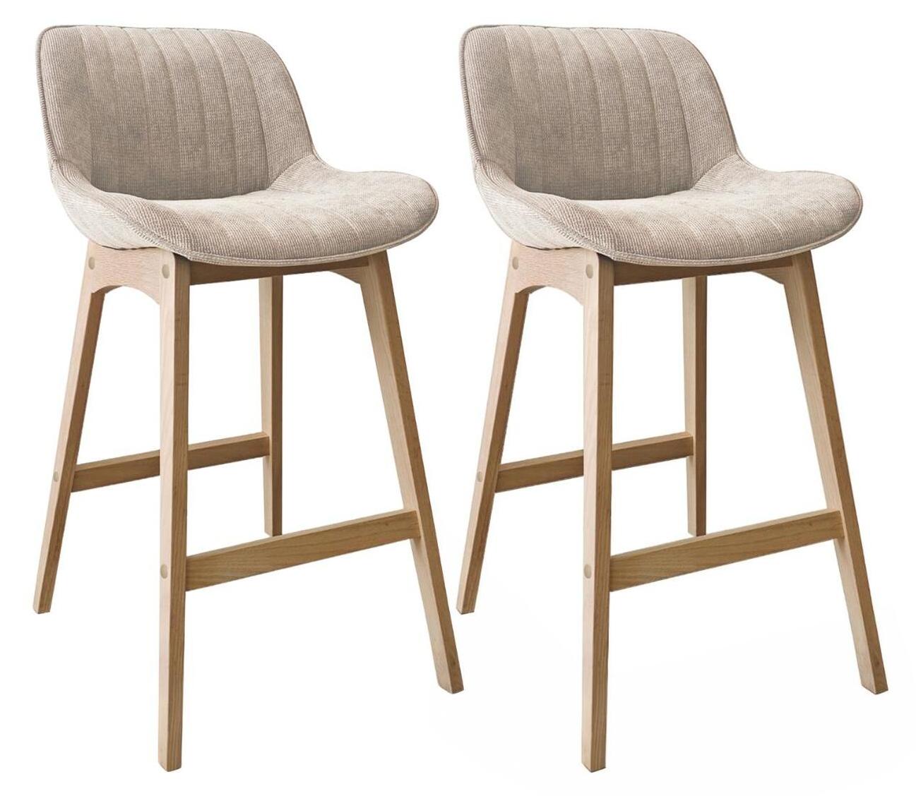 MOB-IN NORDEN Barhocker-Set Eiche & Cord-Samt H75cm