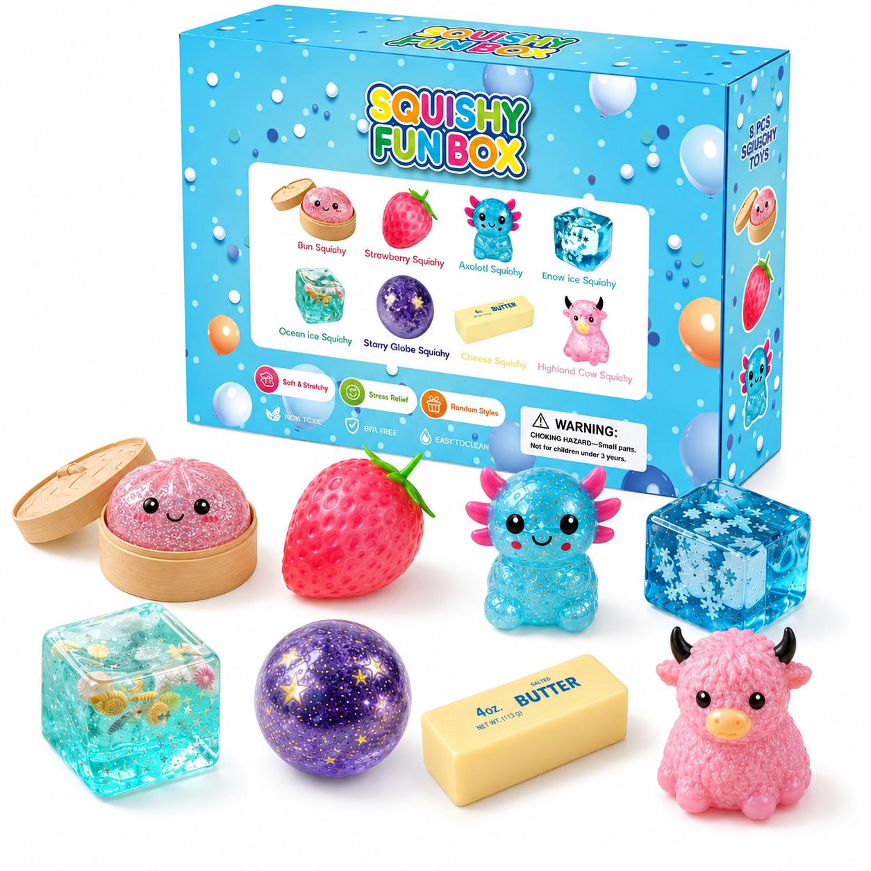 Mormark 8er-Set Sensorisches Quetsch-Spielzeug – SQUISHRA Beere & Freunde