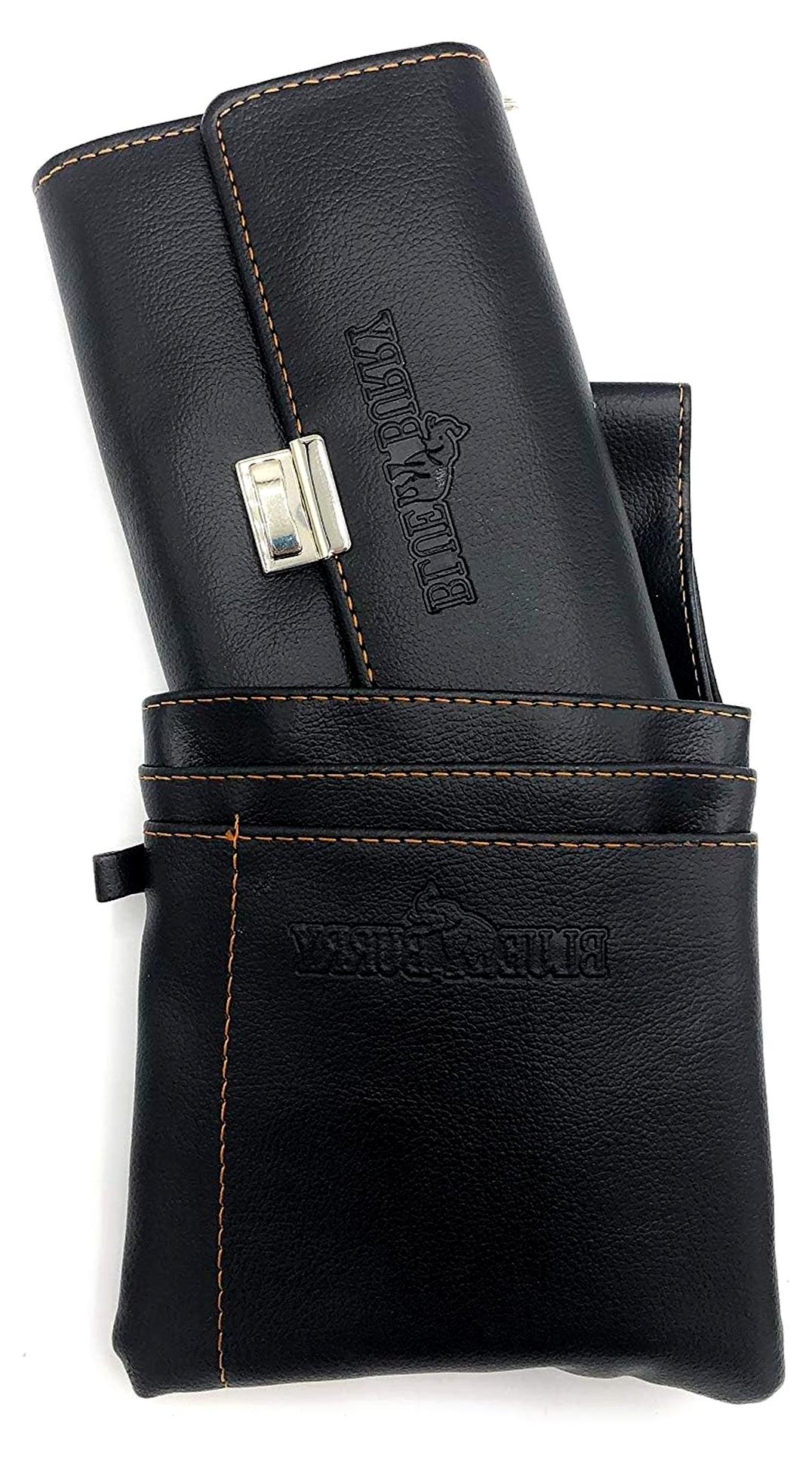 Markenlos Blue Burry Uni Kellnerbörse mit Kette und Holster Kellnertasche Kellnerportemonnaie Taxibörse Damen Herren (schwarz)