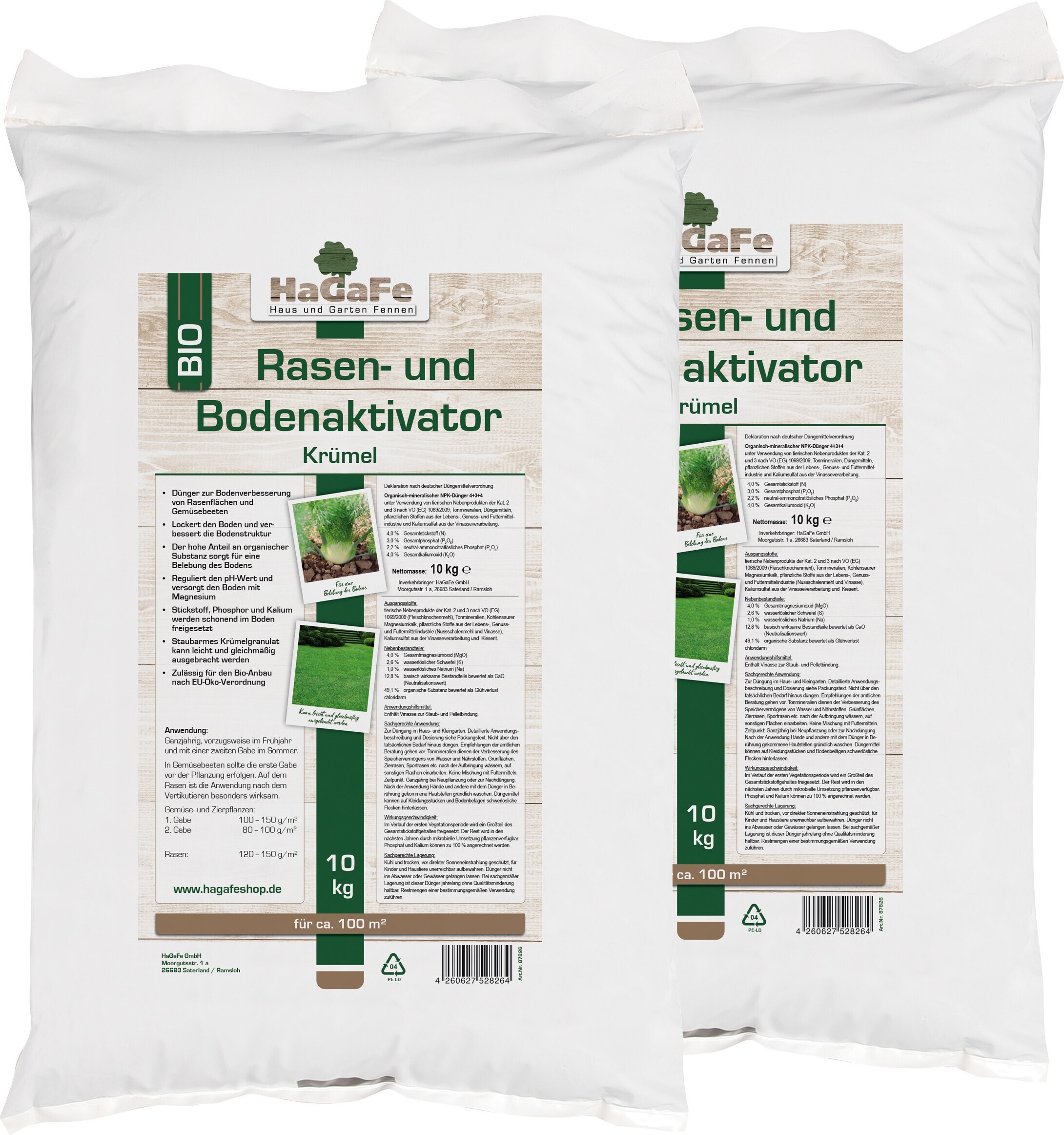 HaGaFeKRÜMEL Rasenaktivator & Bodenaktivator mit Ton & Magnesium 20 kg (2 x 10 kg)
