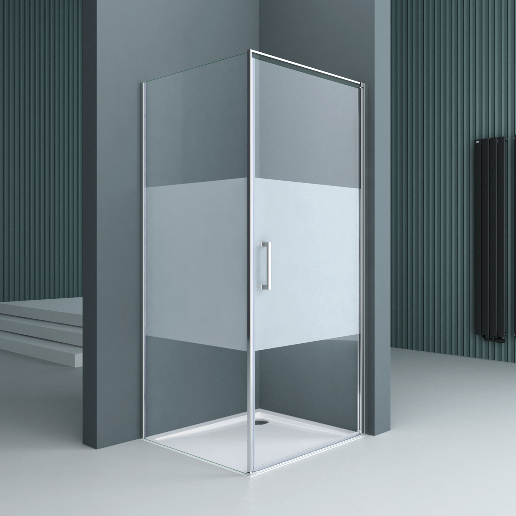 Doporro Eck-Duschkabine Ravenna26 – 75x90x190 Cm, Mit 4 Cm Flacher Duschtasse, ESG-Sicherheitsglas, Nano-Beschichtung