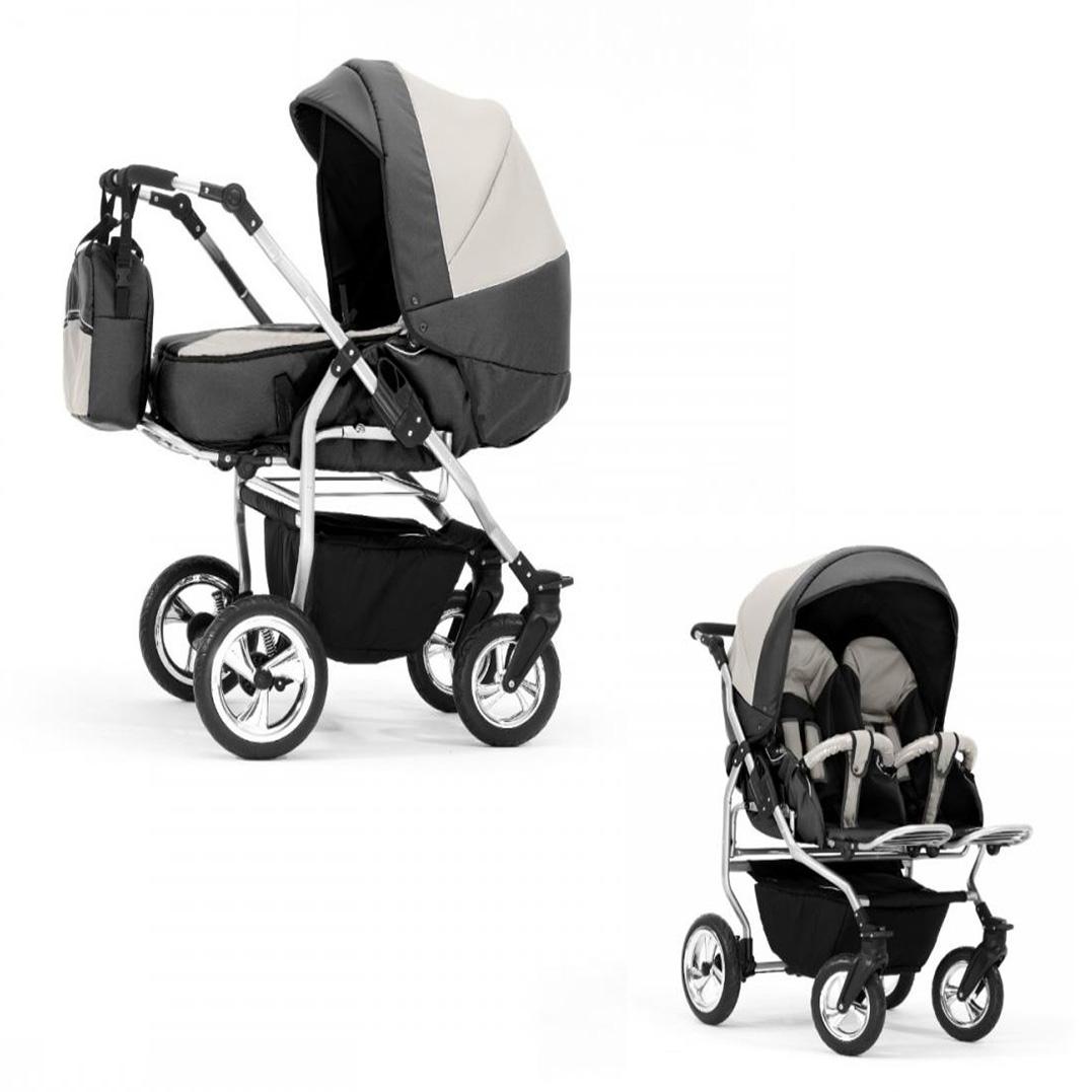Zwillingskinderwagen 2 in 1 Duo Twin inkl. Sportsitze - 11 Teile - in 20 Farben