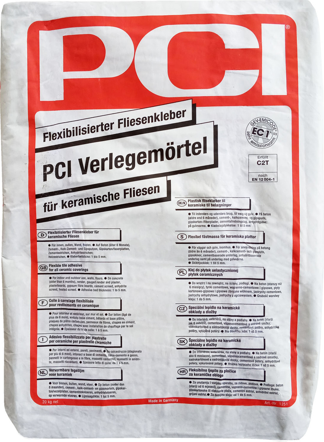 PCI Augsburg PCI Verlegemörtel Fliesenkleber 20 kg 1251