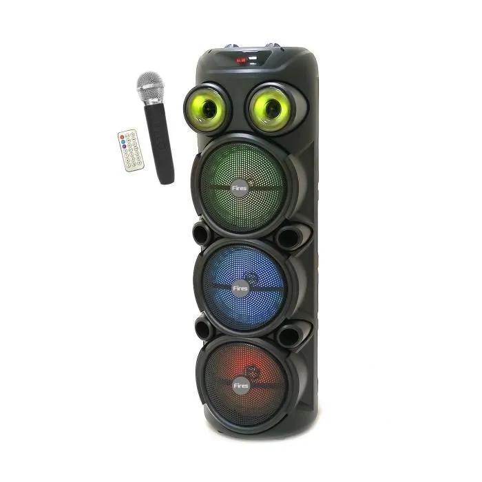 Osvetlený karaoke reproduktor - INOVALLEY - KA129-XXL - Bluetooth V5.0 - 90 cm - 1000 W - 3 x 8" reproduktory - Bezdrôtový mikrofón v balení