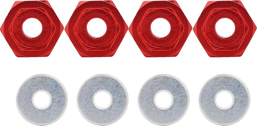 Gistuch 4PCS Mini RC Auto Rad Hex Adapter 12 bis 17 für HSP 1/10 Electric Road Fahrzeugwagen (rot)