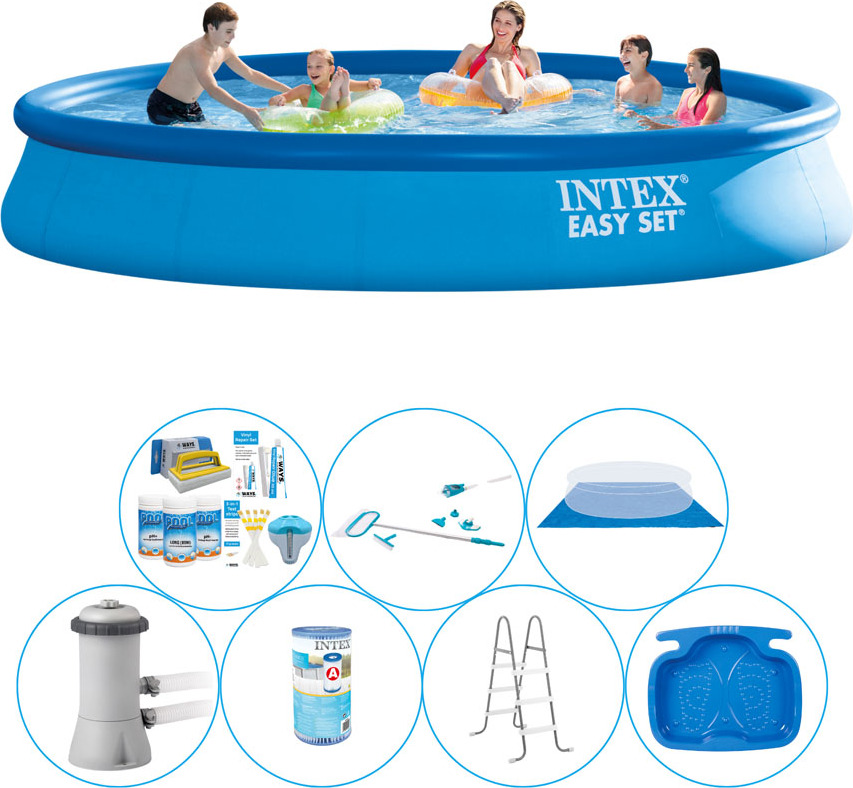 Komfortný balík pre bazén - 8 kusov - Intex Easy Set Round 457x84 cm