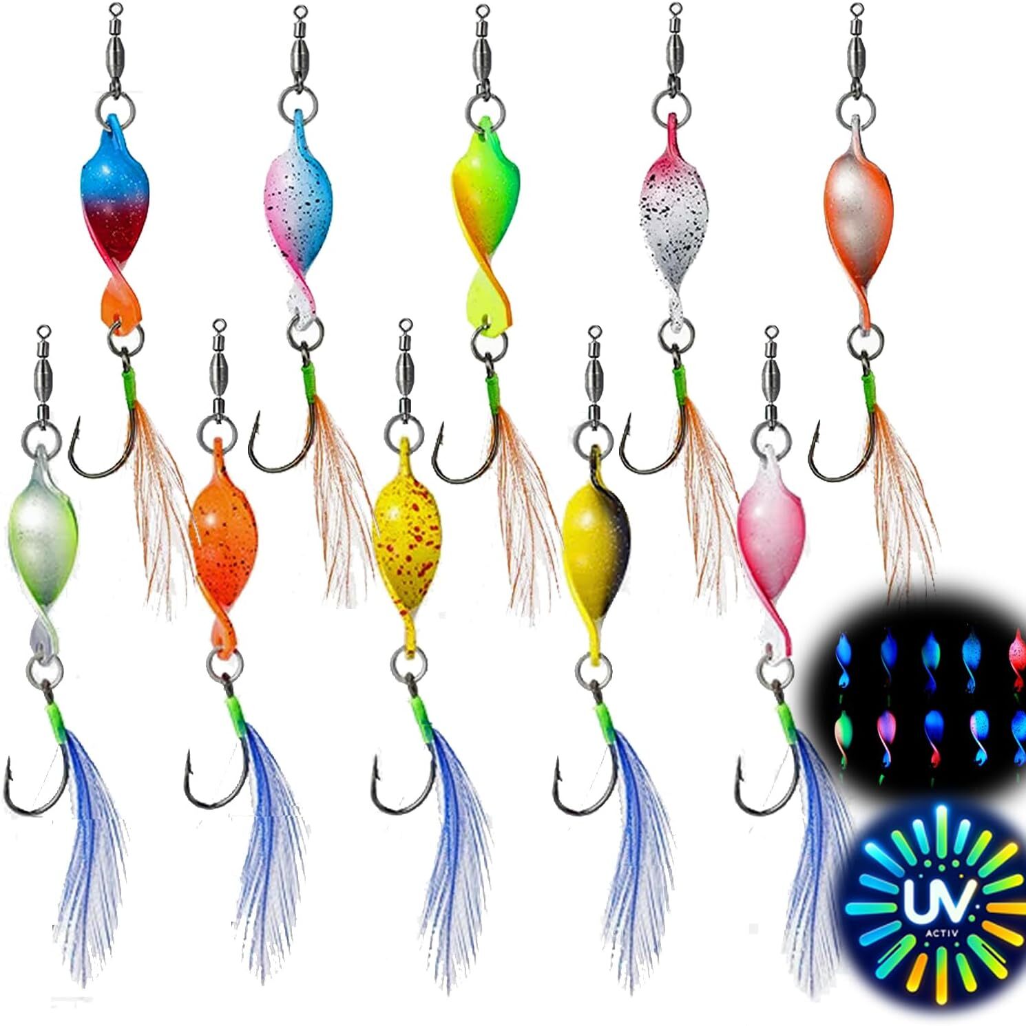 Xdovet Spoons Forelle Mega Twist 10 Stück in Spoonbox | Forellen Angeln Spoon Set Forellenköder | Forellen Blinker Angeln Forelle | Forellen Spinner Set Trou