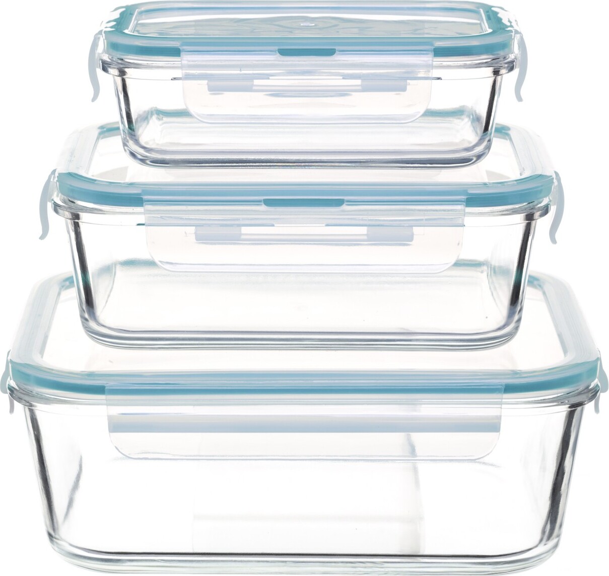 Grizzly Contenitore per Alimenti con Coperchio - Quadrato - Set da 4 - Ermetico - Anti Perdite - senza BPA