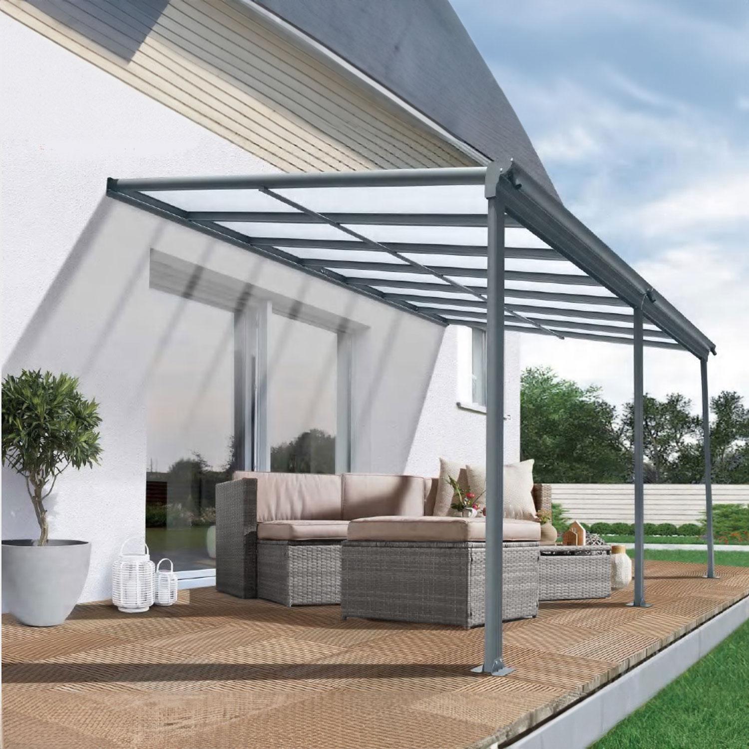 osoltus Alu Terrassenüberdachung Terrassendach Veranda Grau 435 x 300 cm 556765