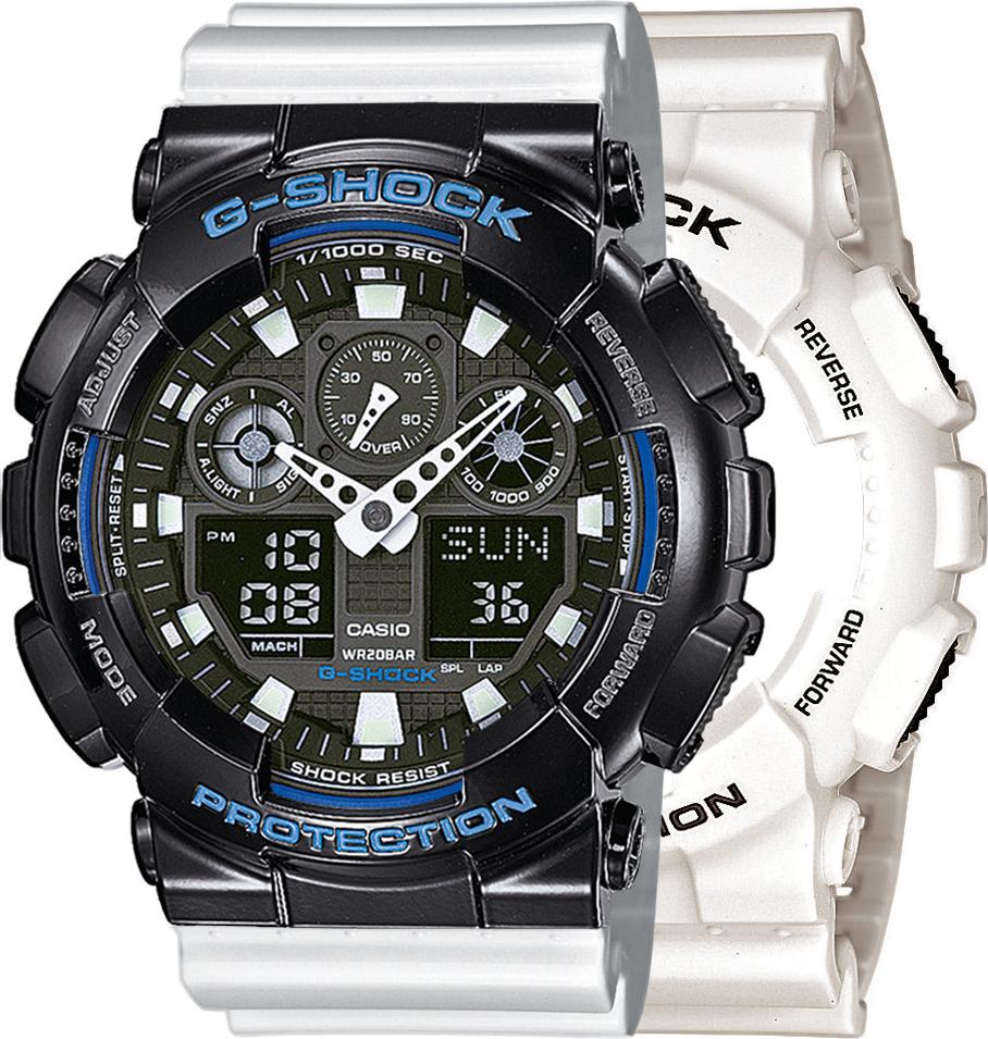Hodinky Casio G-Shock SET GA-100B-7AER + BEZEL 10407691 + PÁS 10347710 20BAR