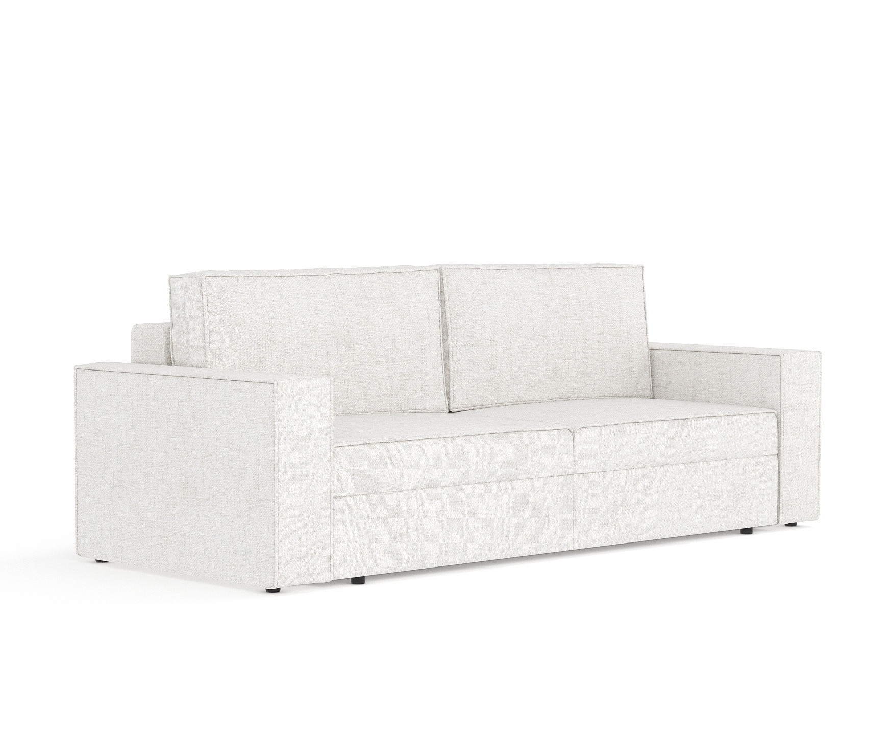 Schlafsofa Livia Interiors Leo 247x99 cm, Sofa mit Schlaffunktion und Bettkasten, 3-Personen Sofa, Sofabett, Webstoff Neve, Creme Farbe LEO_F1_NEV02_L53