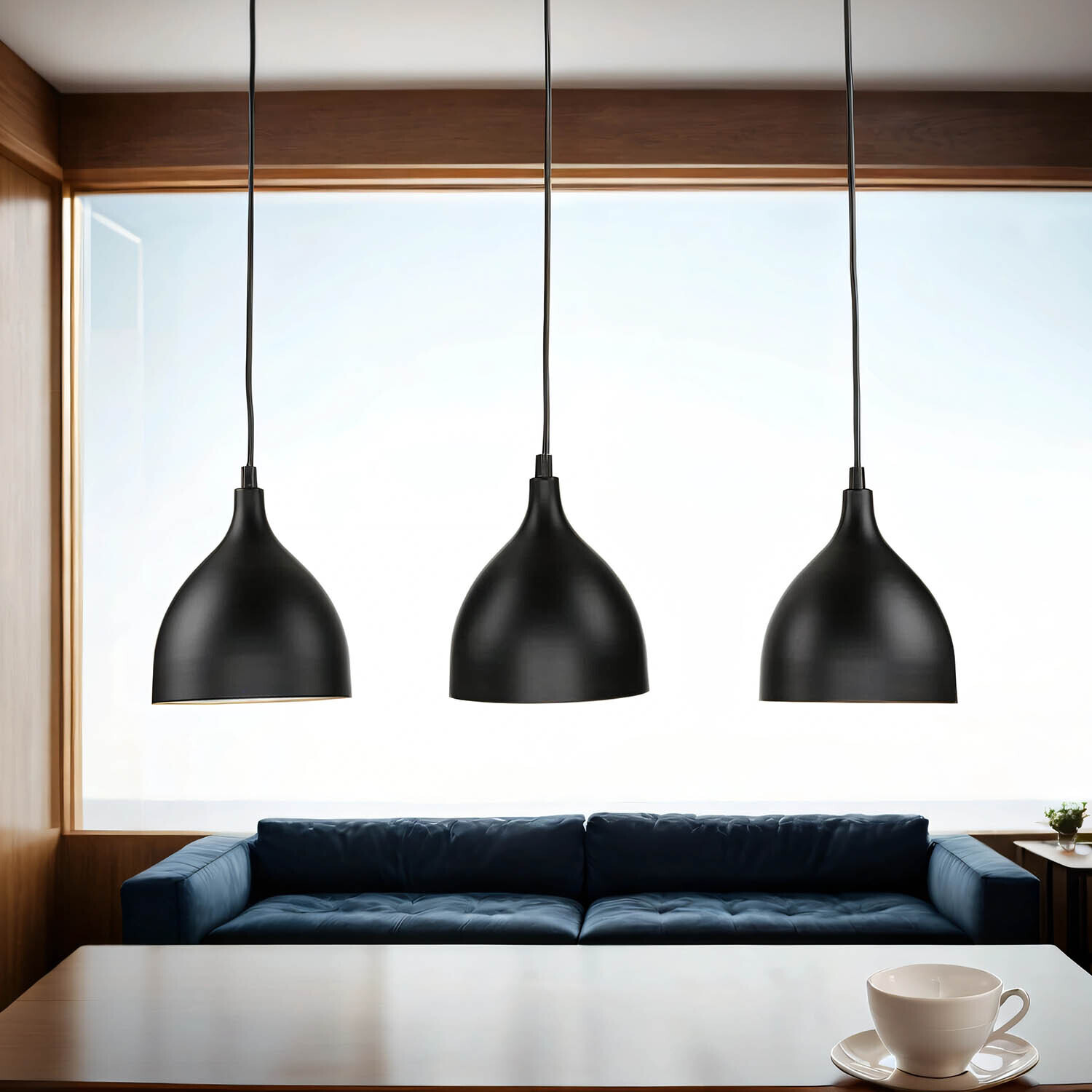 Licht-Erlebnisse Pendelleuchte VintageModern "Noak" Weiß Schwarz Aluminium 3-flammig Hängelampe Wohnzimmer Esstisch