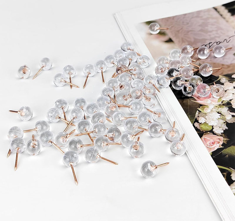 INF Klare Kugelkopf-Reißzwecken - 30 Stück für Boards & Bastelarbeiten 374323