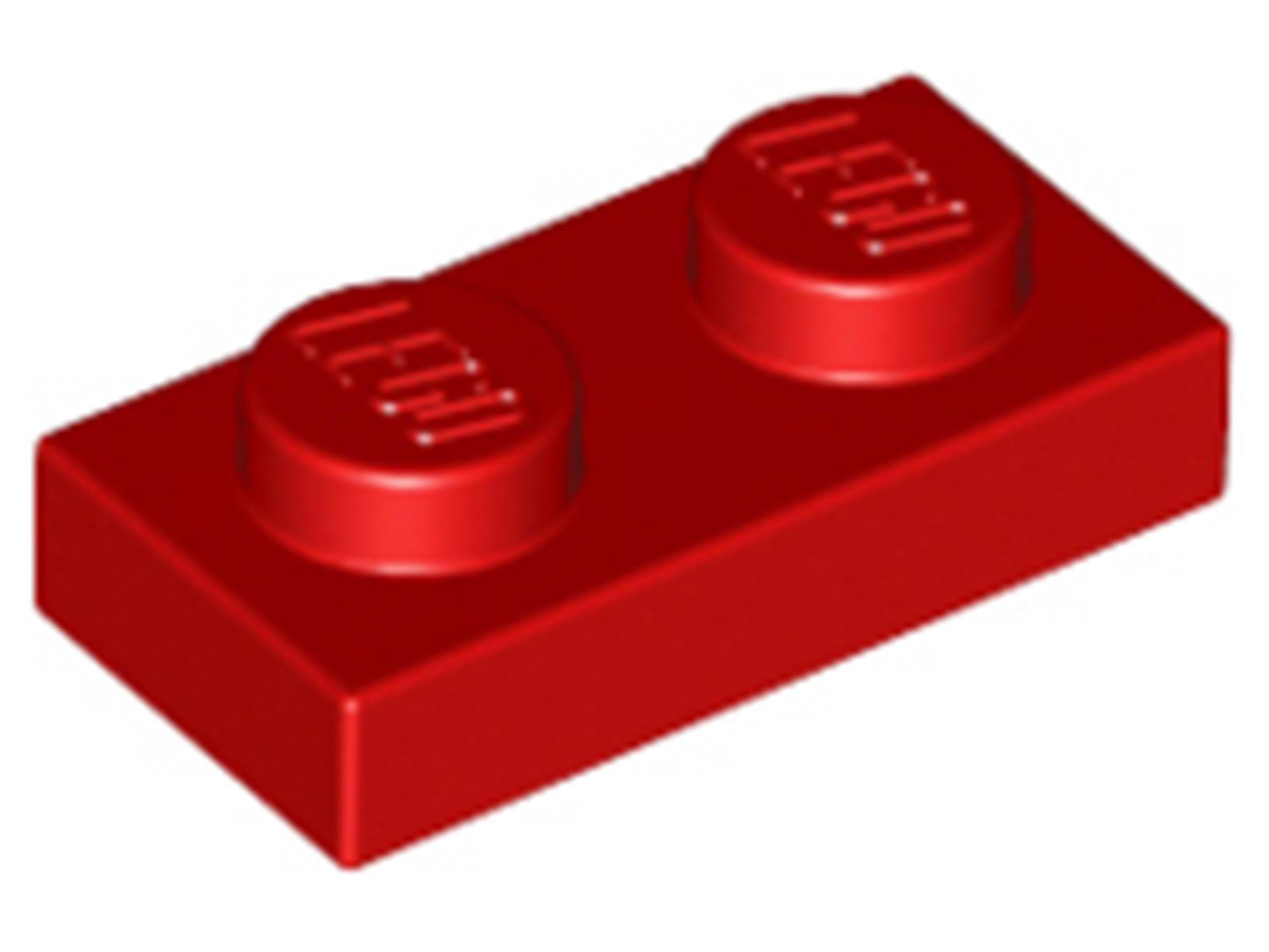 Lego® 100x 1x2 dosky 3023 - Doska červená - červená