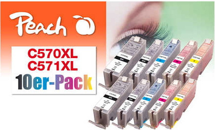 Peach PI100-311, atrament na báze pigmentu, čierna, azúrová, purpurová, žltá, Canon, viacnásobné balenie, Pixma MG 5700 Series Pixma MG 5750 Pixma MG 5750 Series Pixma MG 5751 Pixma MG 5752 Pixma MG 5753..., 13 strán