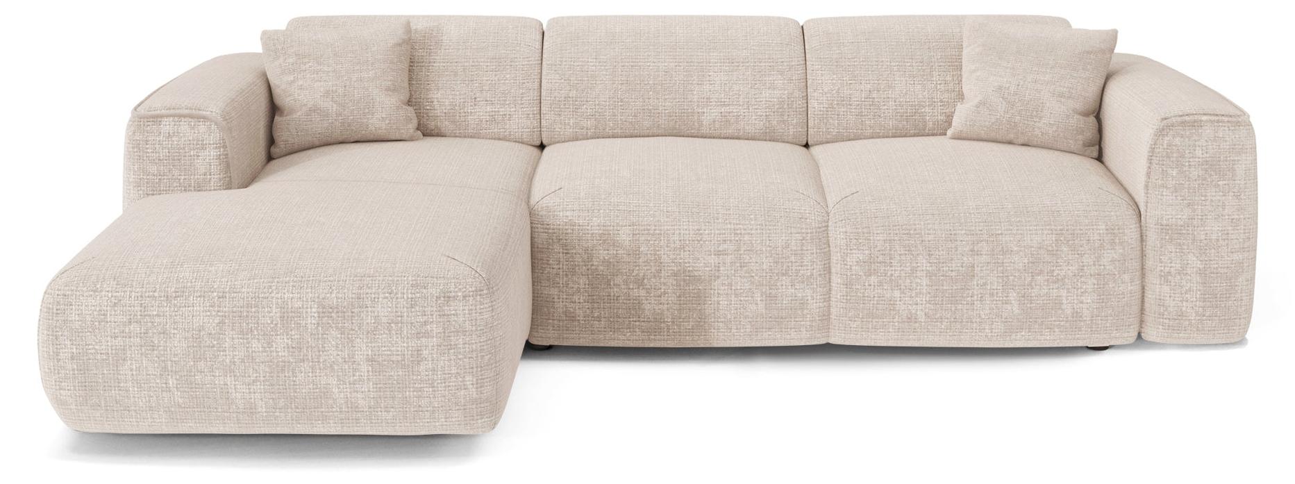 Sia Home Eck-Schlafsofa (links) YUMA Geprägter Samt Creme 283cm