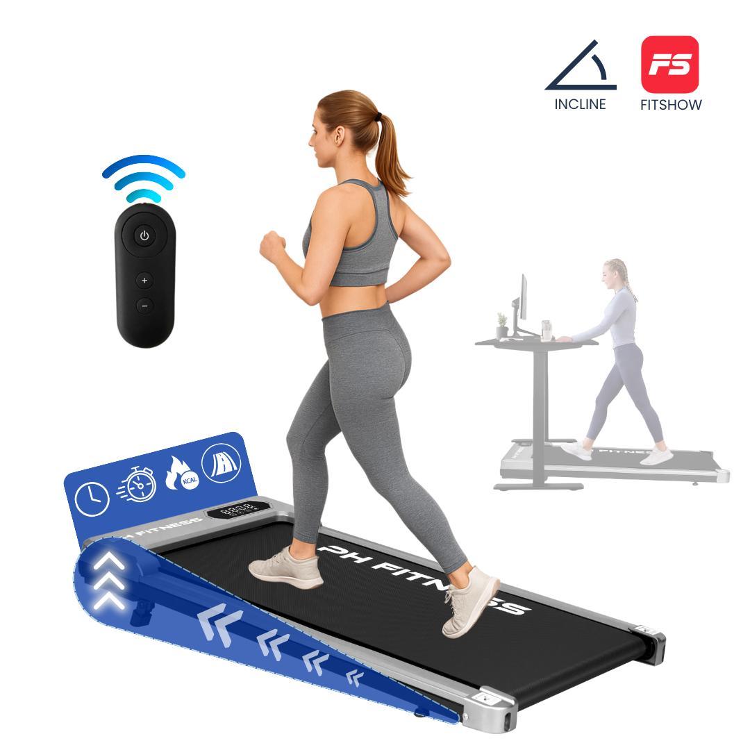 PH Fitness bežecký pás B3S ultra-slim - WalkingPad pre domácnosť a kanceláriu - 1,3 hp motor, 1-8 km/h, 100 kg - diaľkové ovládanie, manuálny sklon, Bluetooth