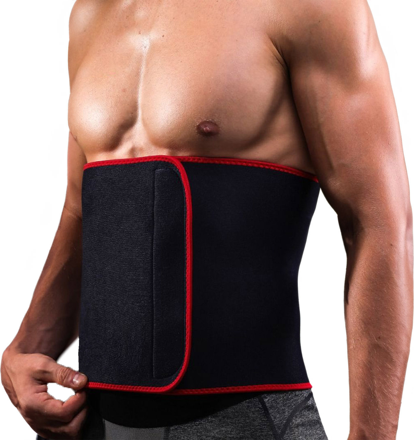 Vitolog Neopren Gürtel Waist Trainer | Saunagürtel | Fitnessgürtel | Schlankgürtel | Rot Schwarz, Unisex 130x30 cm